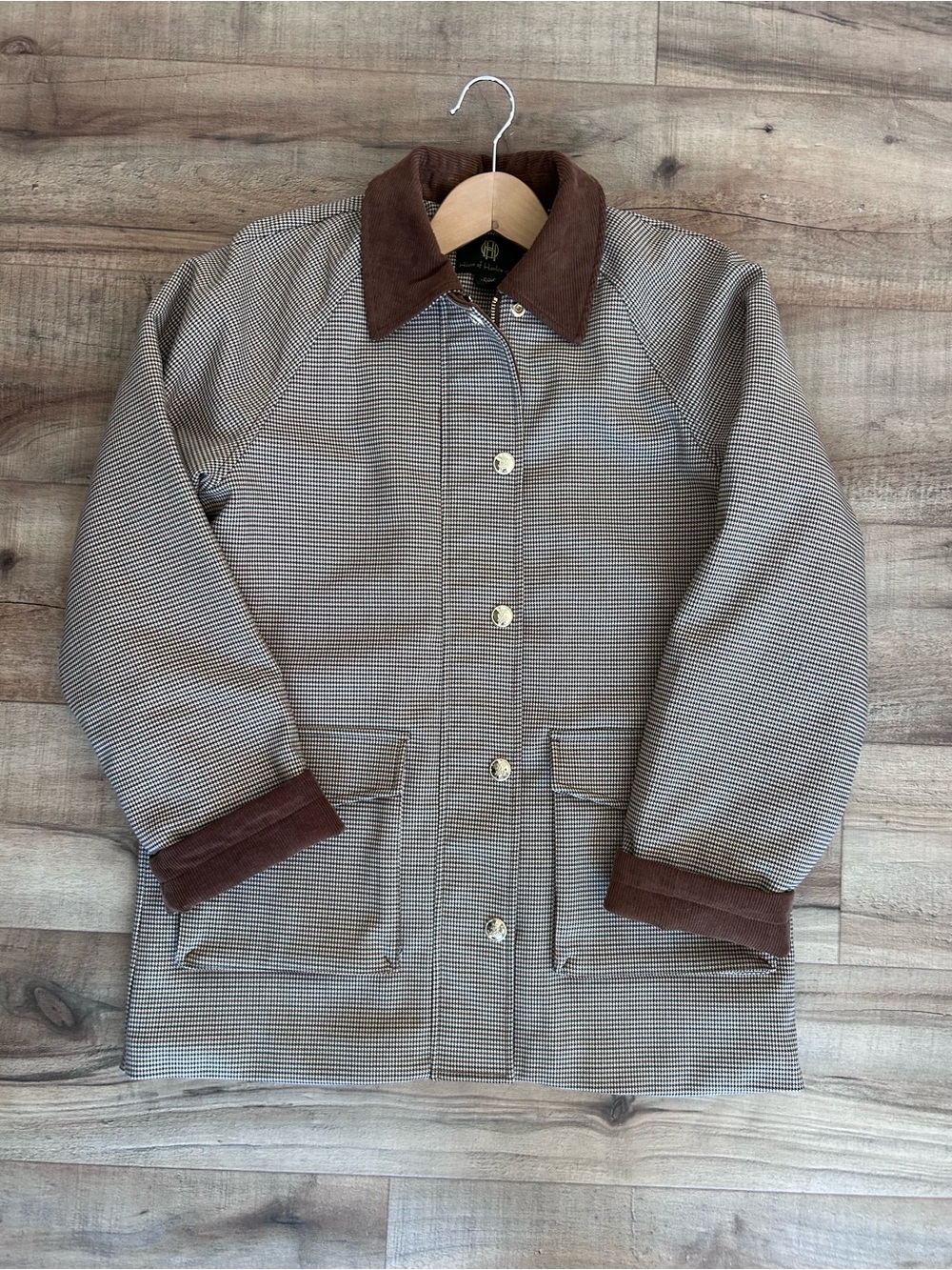House of Harlow 1960 Brown Checked Trench Coat with Corduroy Collar